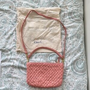 Clare V Pink Quilted Crossbody Bag-petit Moyen-blush puffy woven
